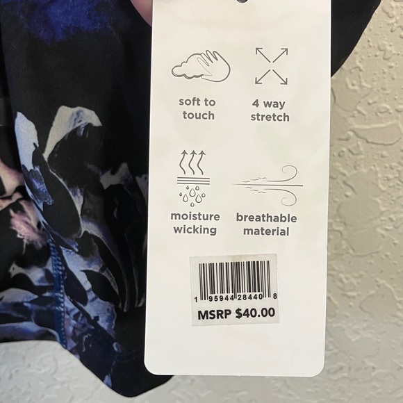 Jones New York Floral V-Neck active Bra - Black and Purple - Picture 6 of 9